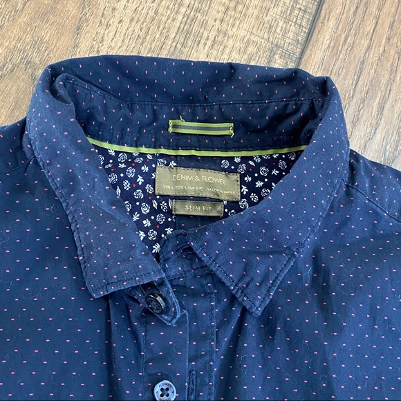 Denim & Flower all over polka dot print casual button down shirt - Picture 4 of 4